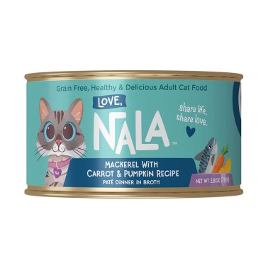 Love, Nala Mackerel Pate with Carrot & Pumpkin Recipe in Broth Adult Cat Food.