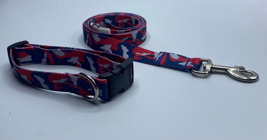 Patriotic Camo nylon Collars or leads (1" Wide)