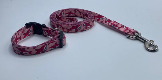Pink Sharks Nylon Collars or leads (1" Wide)