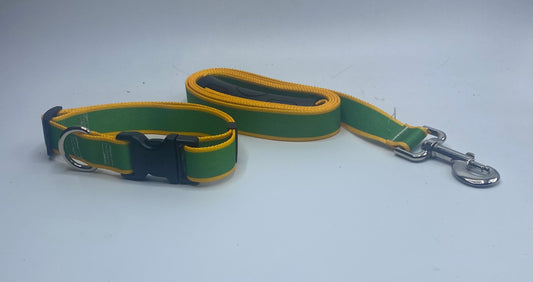 Green & Yellow Striped Sterling Dog Collar/Lead Collection.