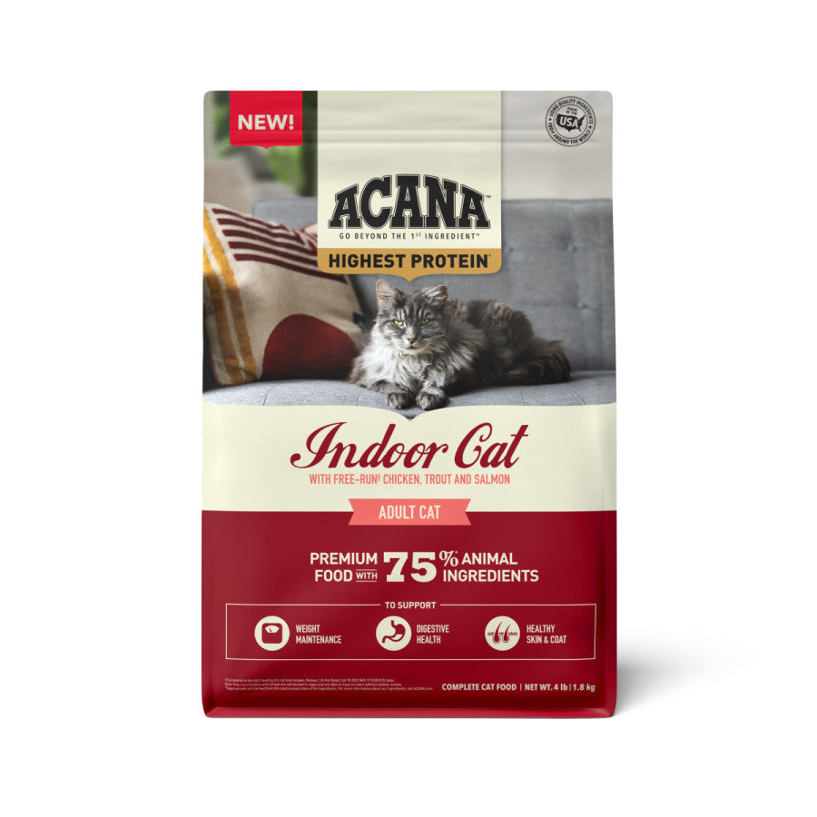 Acana Indoor Highest Protein Grain-Free Dry Cat Food Chicken, Trout & Salmon, 4 lb