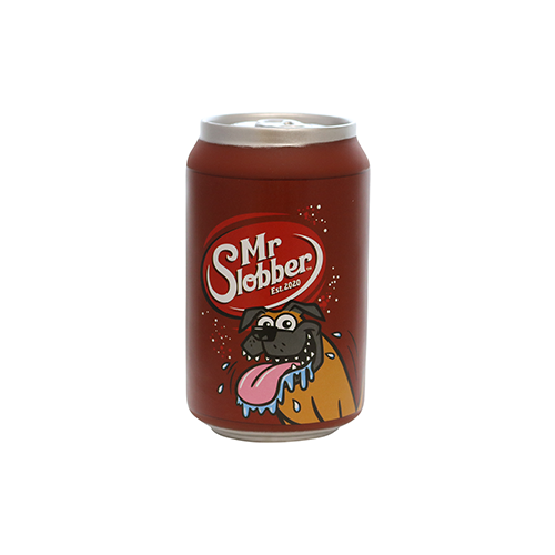 Silly Squeaker Soda Can Mr. Slobber Dog Toy.