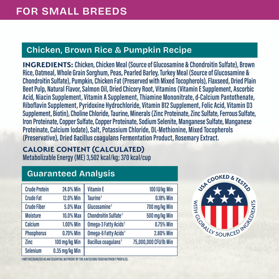 Natural Balance Pet Foods Health Protection Small Breed Dry Dog Food Chicken, Rice & Pumpkin, 4 lb