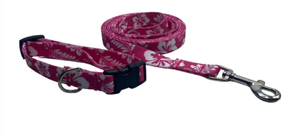 Pink Hawaiian Print Nylon Collars or Leads (5/8" wide).