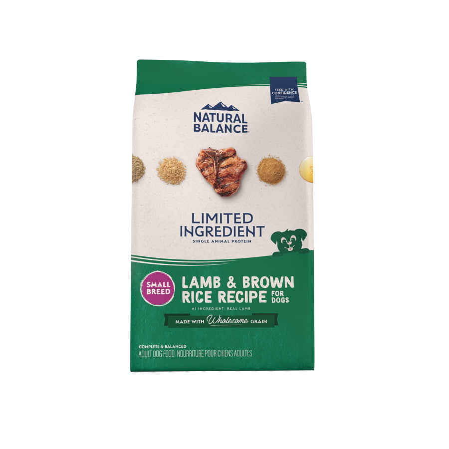 Natural Balance Lamb & Brown Rice Small Breed Dry Dog Food.