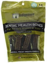 Indigenous Dental Dog Treats Original Fresh Breath Flavor.
