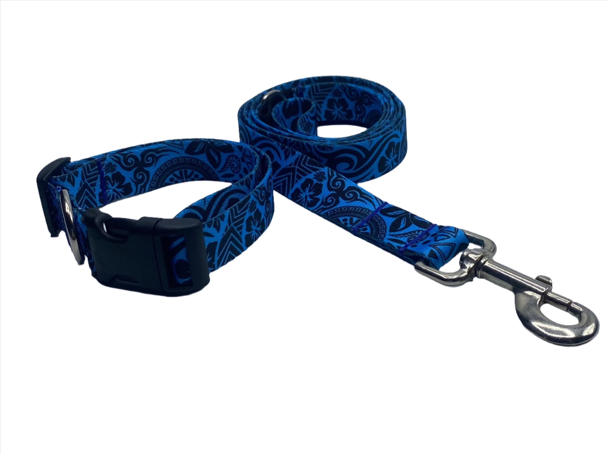 Blue Tribal Floral Nylon Collars or Leads (1" Wide).