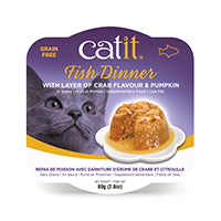 Catit Fish Cat Food Dinner with Crab Flavor & Pumpkin - 80 g (2.8 oz)