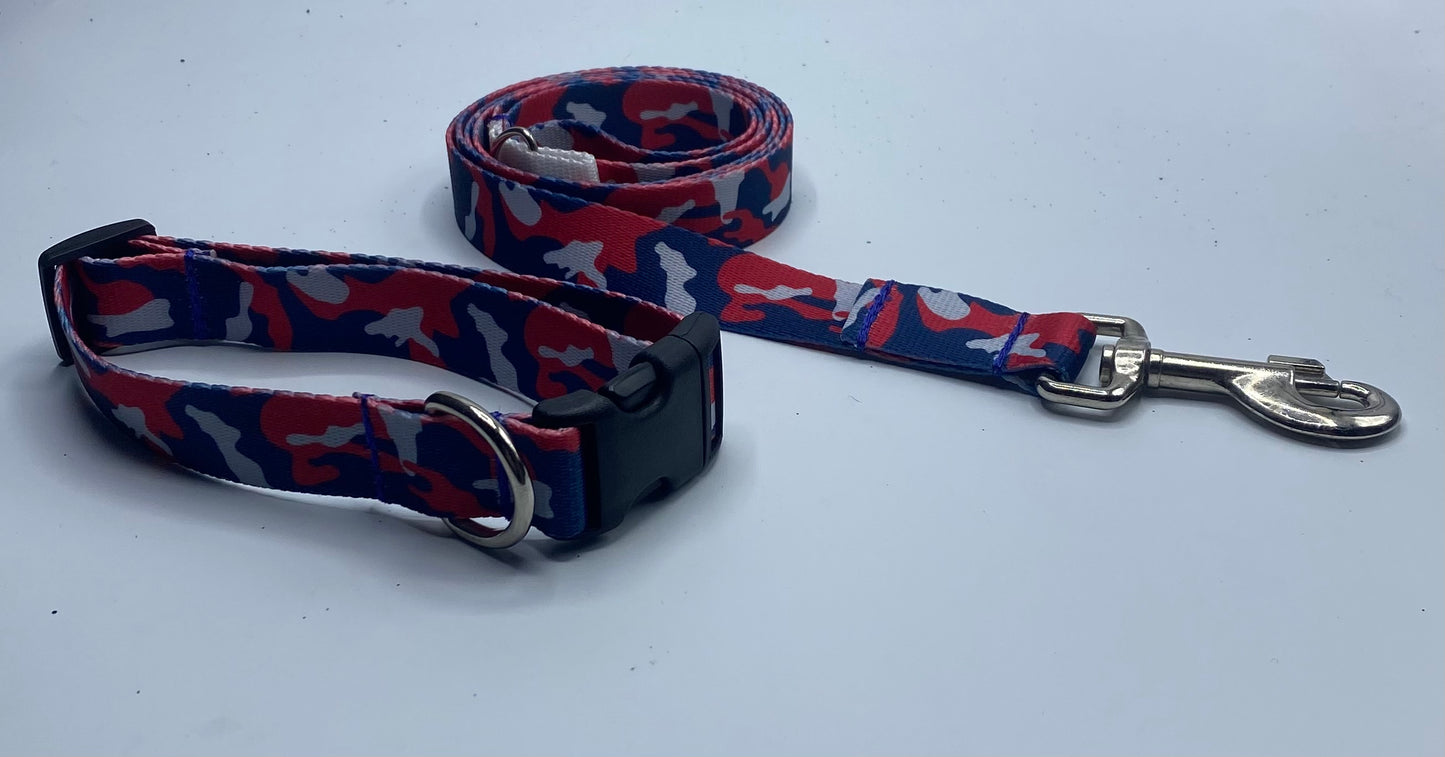 Patriotic Camo Nylon Collars or leads (5/8" wide)