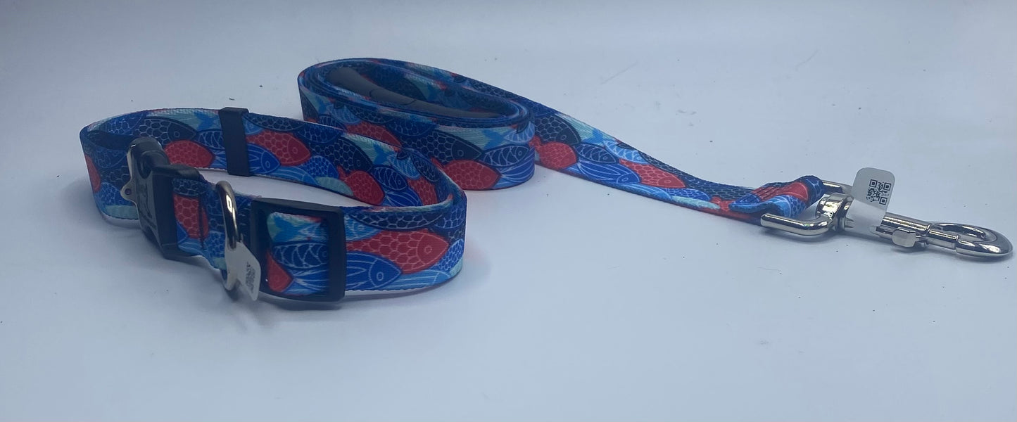 Blue Fish Dog Collar & Leads