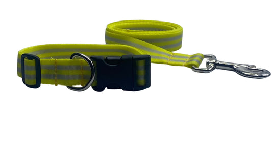 Yellow Reflective Nylon Collars or leads (1" Wide).