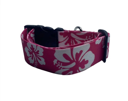 Pink Hawaiian Print Nylon Dog Collar (1.5" Wide).