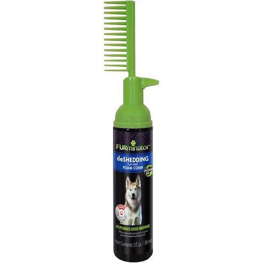FURminator Tub-Free Deshedding Foam Dog Grooming Comb, 3-oz, Black.