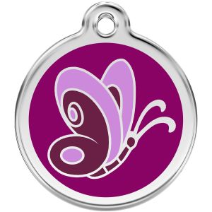 Purple Butterfly Pet ID Dog Tags.