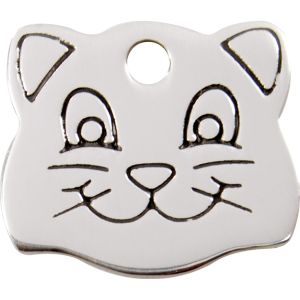Stainless Steel Cat Face Pet ID Cat Tags.