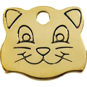 Brass Cat Face Pet ID Cat Tags.