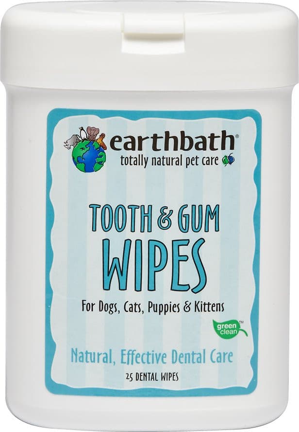Earthbath Specialty Tooth & Gum Wipes for Dogs & Cats, 25 count.