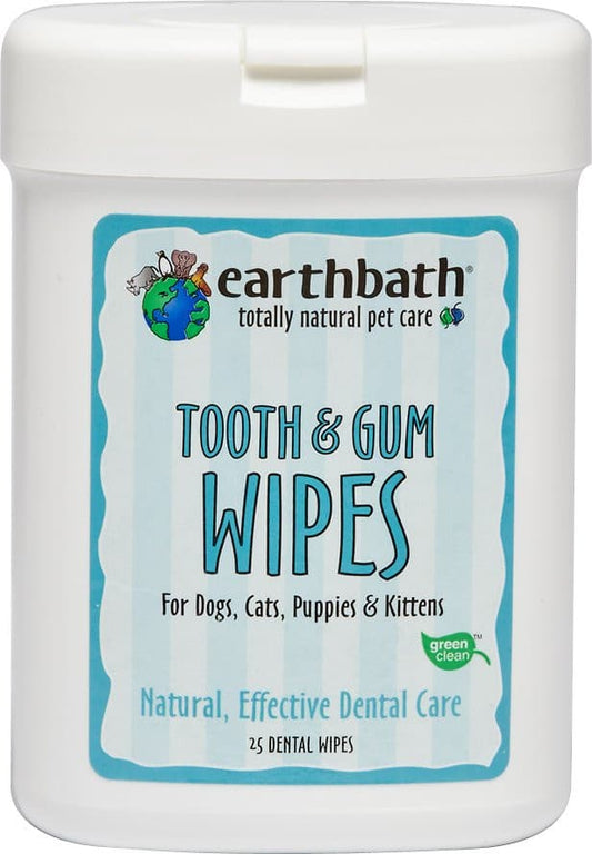 Earthbath Specialty Tooth & Gum Wipes for Dogs & Cats, 25 count.