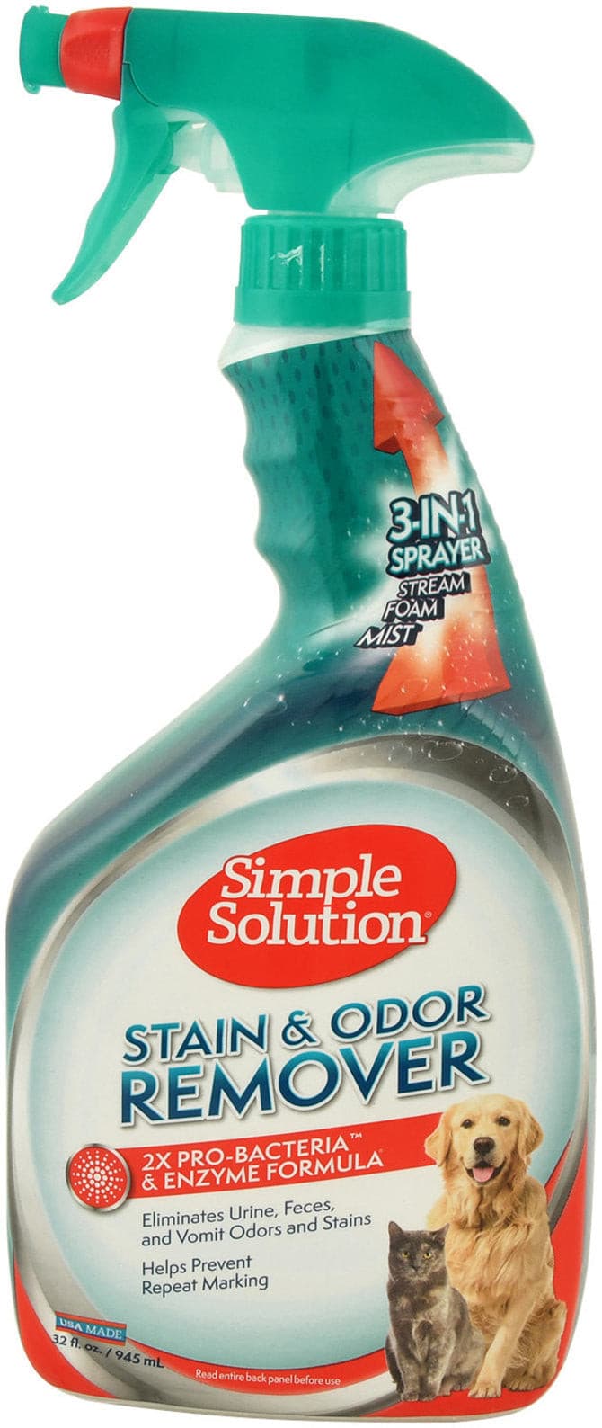 Simple Solution® Pet Stain & Odor Remover with 2X Pro-Bacteria & Enzyme Formula.