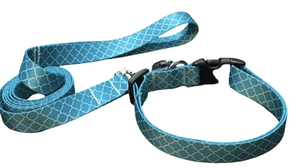 Blue Lattice Love Dog Collars or Leads (1" Wide).