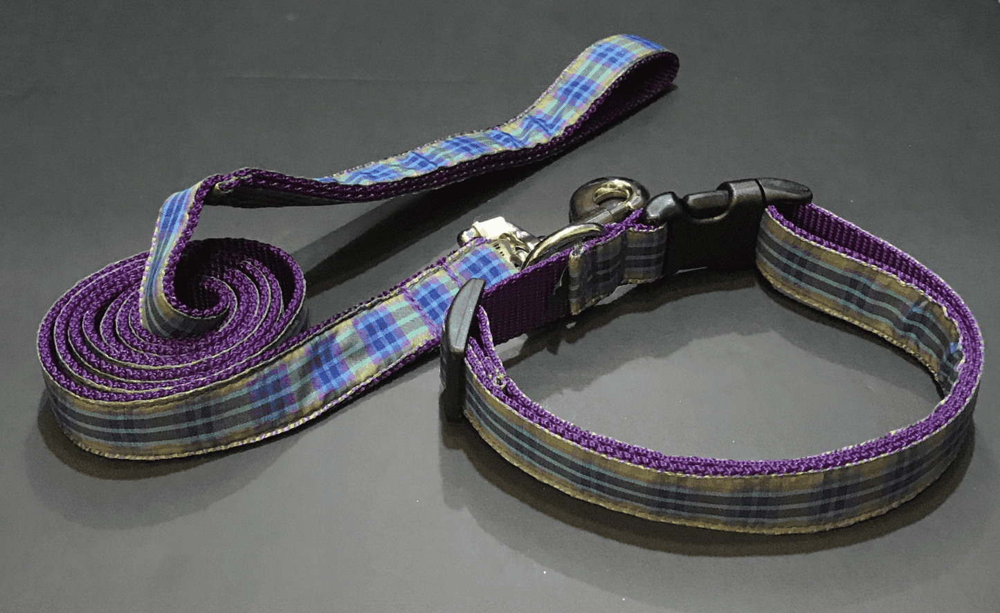 Blue Mainly Madras Dog Collars or Leads (1" Wide).