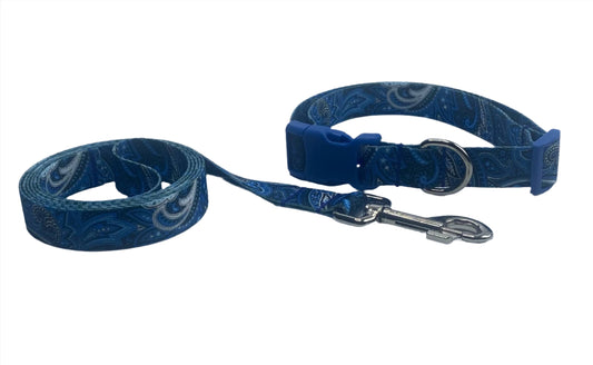 Blue Paisley Collars or leads (1" Wide).