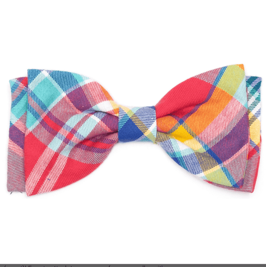 CORAL MULTI PLAID BOW TIE.