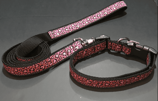Cheetah Hearts Dog Collars or Leads (1" Wide).