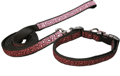 Cheetah Hearts Dog Collars or Leads (1" Wide).