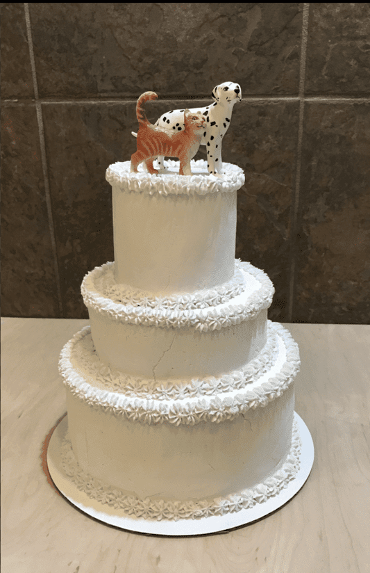 Custom 3 Layer Wedding Party Cake For Dogs (White Icing Only).