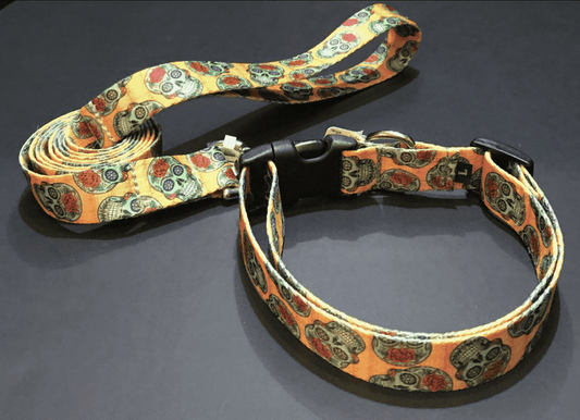 Day of the Dead Dog Collars or Leads (5/8" Wide).
