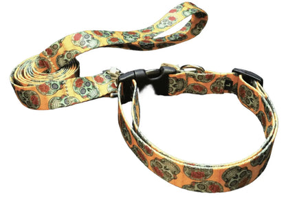 Day of the Dead Dog Collars or Leads (5/8" Wide).