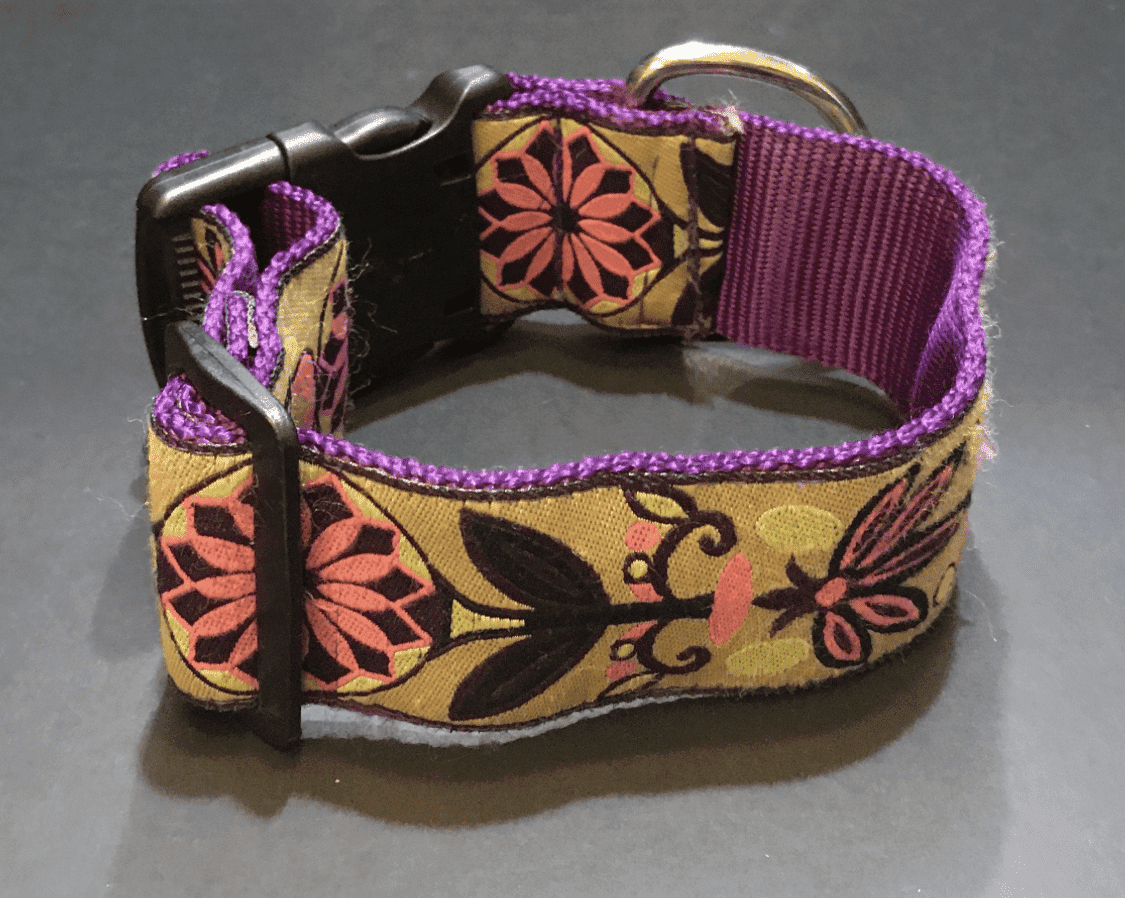 Floral Mosaic Collar Dog Collar (1.5" Wide).