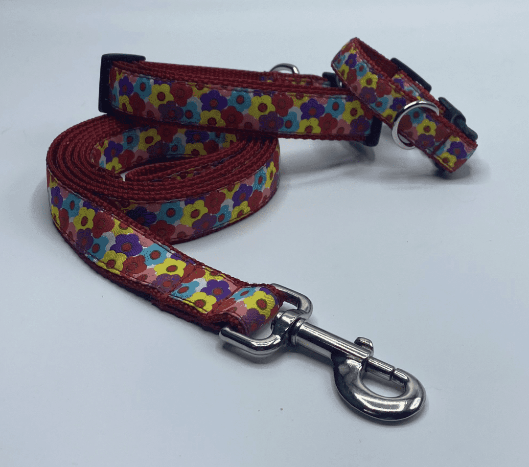 Flower Power Dog Collars or Leads (1" Wide).