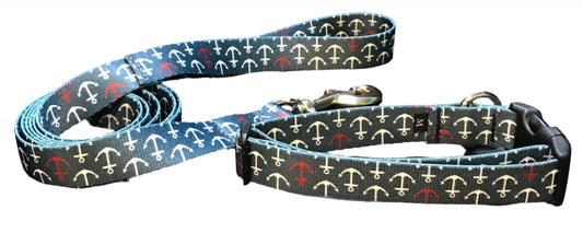 Patriotic Anchors Dog Collars or Leads.