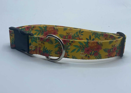 Hibiscus Bouquet Dog Collar (1.5" Wide).