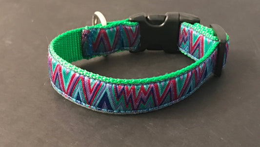 On a Different Wavelength Green- ZigZag Dog Collars or Leads.