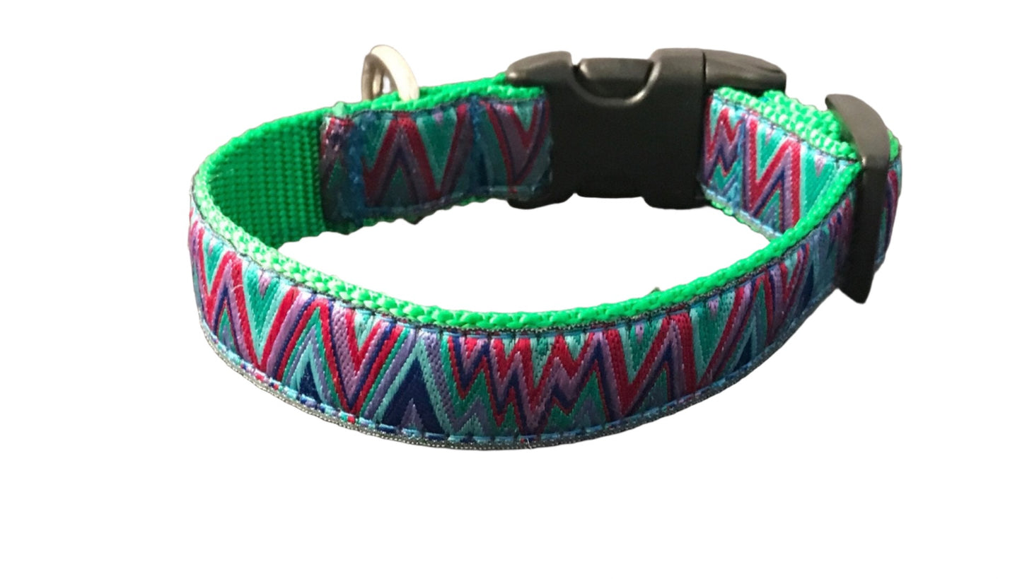 On a Different Wavelength Green- ZigZag Dog Collars or Leads.