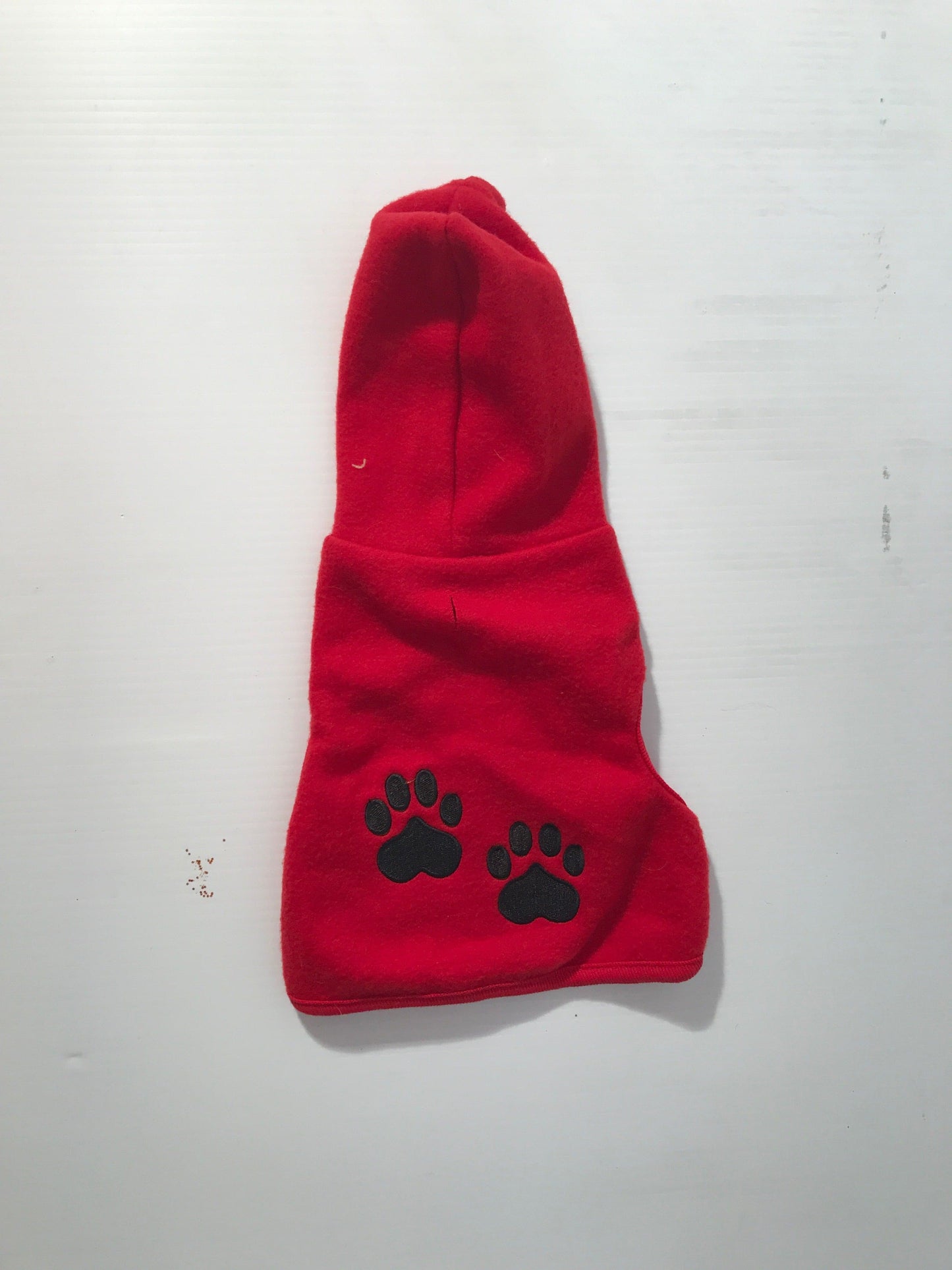 Red Hoodie with Paw Prints.