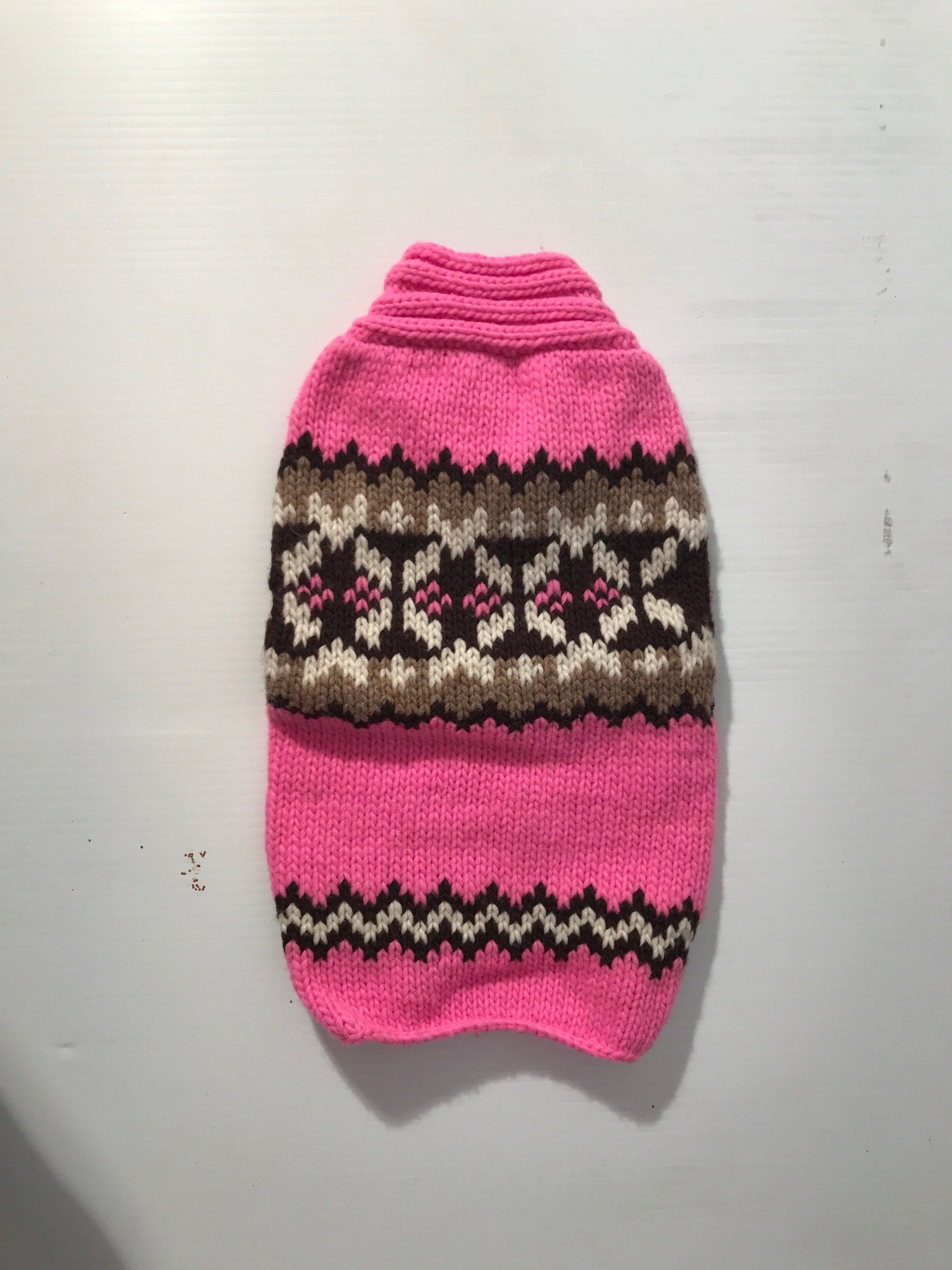Hot Pink and Brown Sweater.