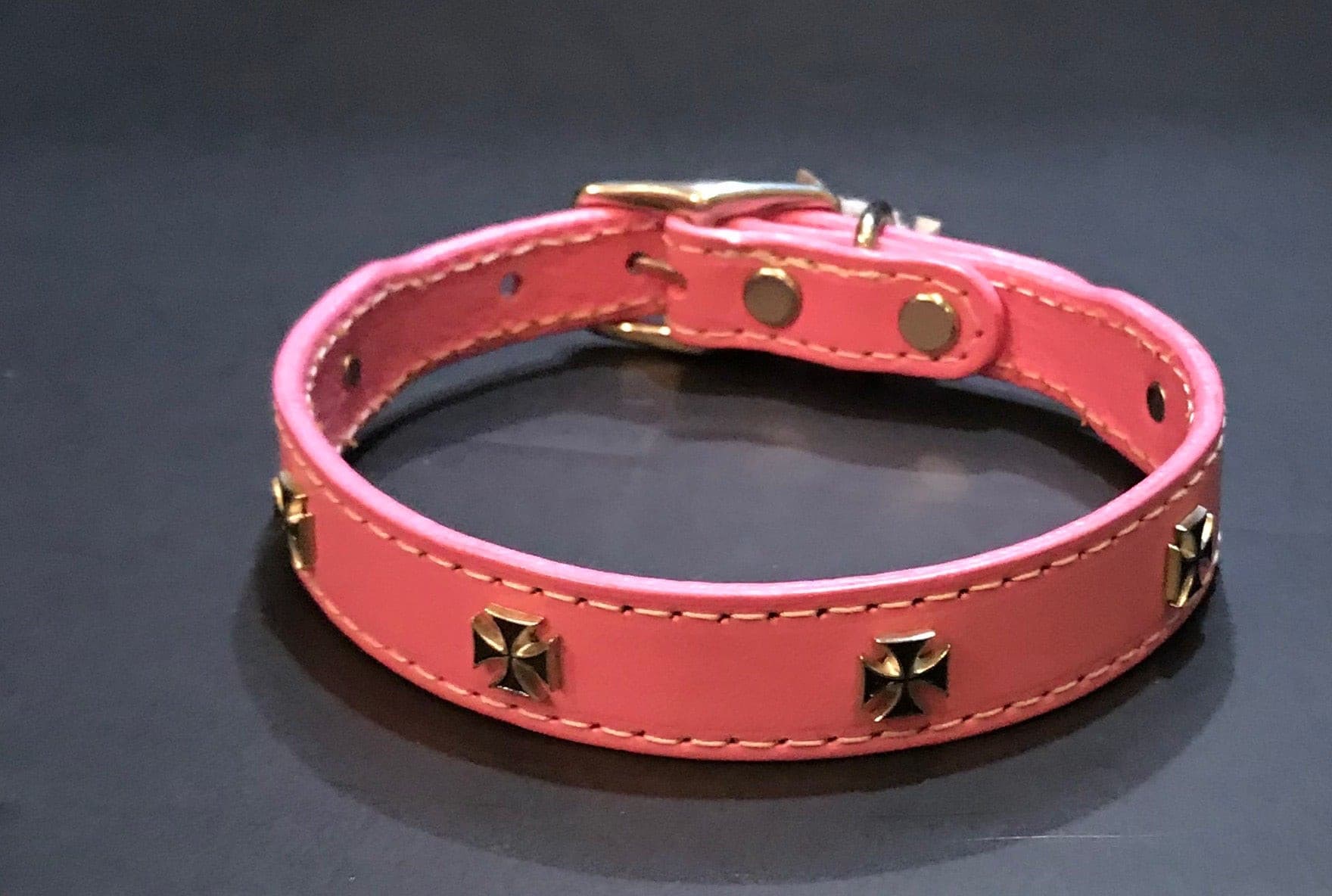 Leather Collar with Cross.