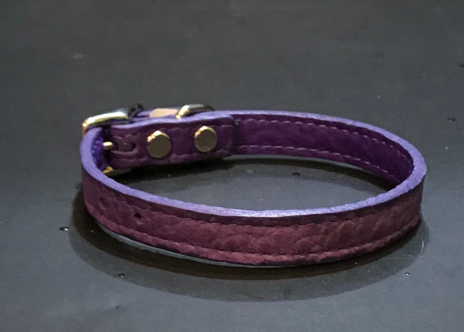 Purple Soft Leather Collar.