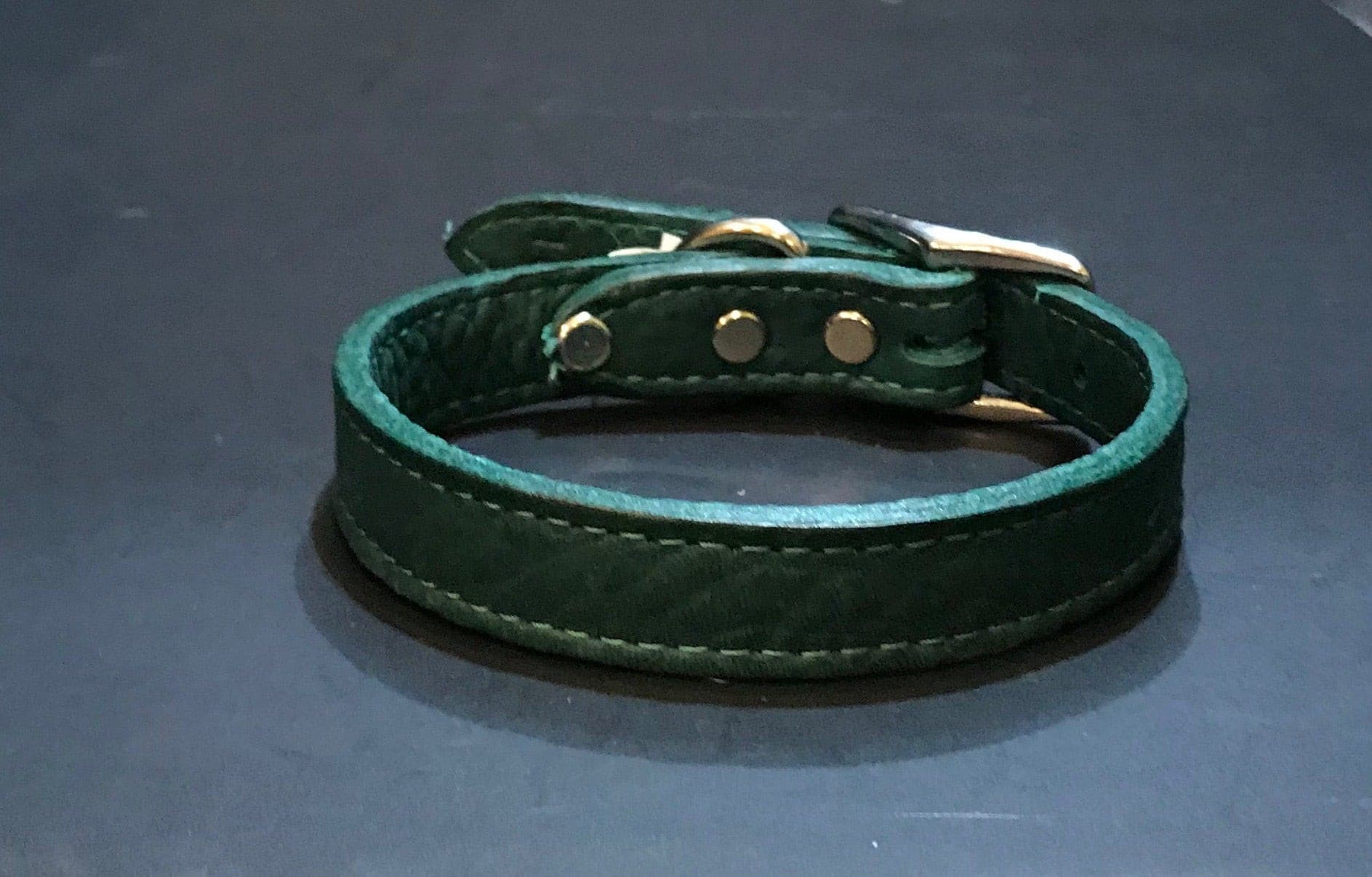 Green Soft Leather Collar.