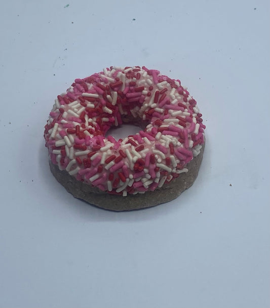 Gourmet Donut, Pink & White Jimmies Donut Dog Treat