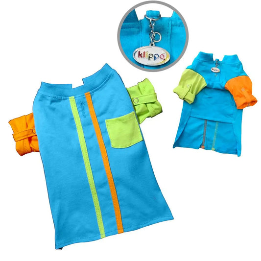Knit Cotton Contrast Shirt with Roll-Up Sleeves.