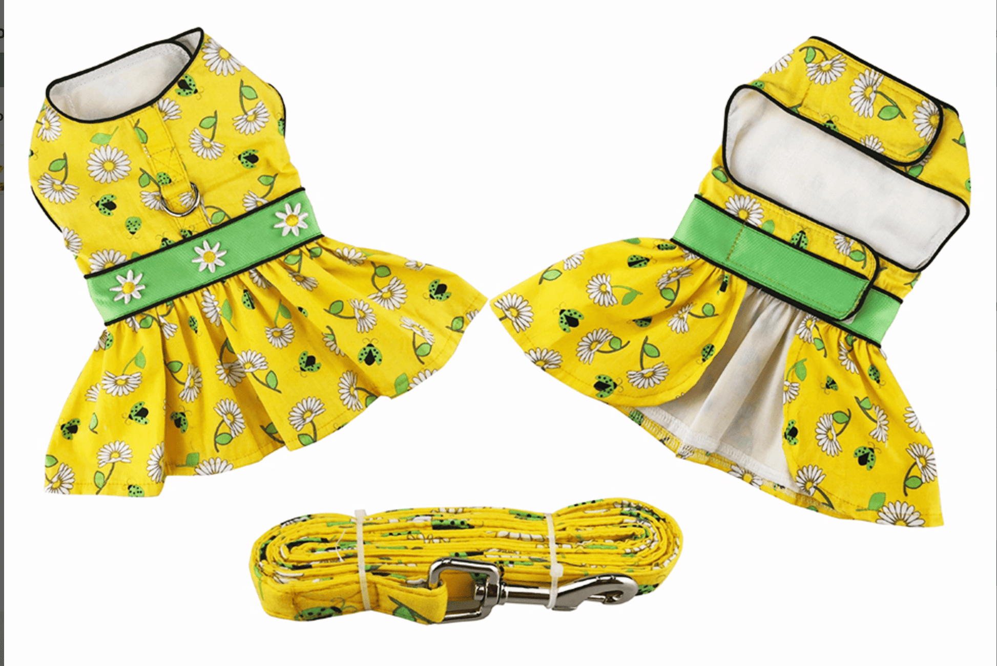 Lady Bugs and Daisies Dog Dress and Matching Leash.