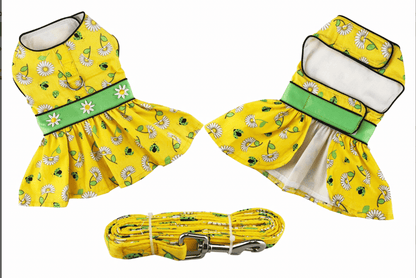 Lady Bugs and Daisies Dog Dress and Matching Leash.