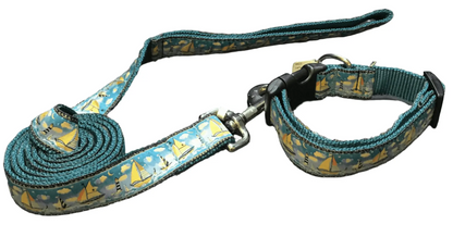 Let's Sail Away Dog Collars or leads (1" Wide)/.