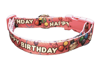 Pink Birthday Bash Dog Collars & Leads (5/8" Wide).