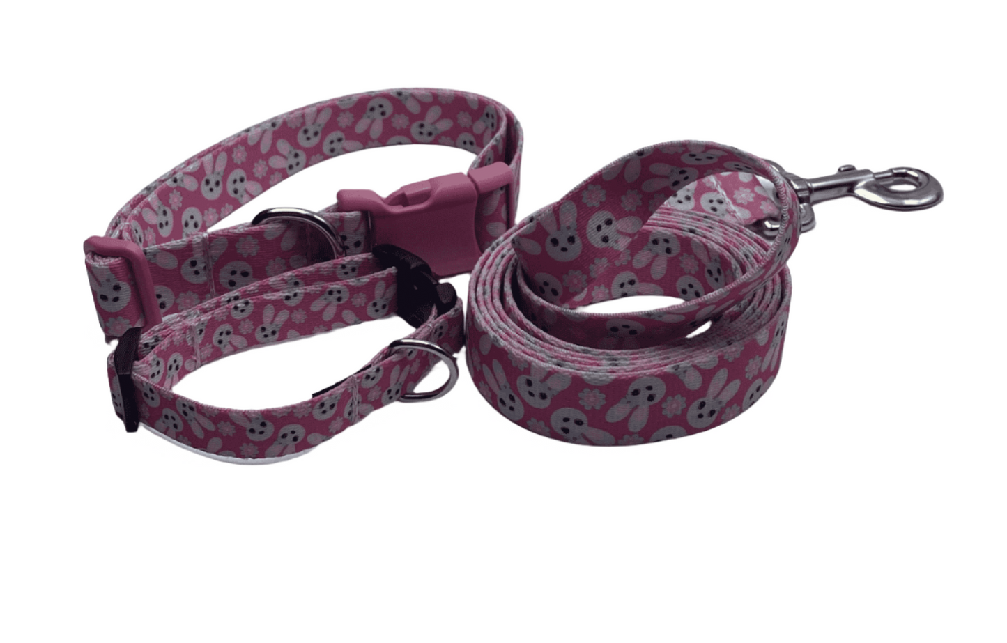 Pink Bunny Dog Collar and Leads (1" Wide).